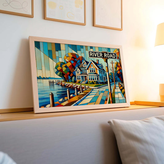 River Road Print - Rumson Travel Poster, New Jersey Wall Art, Housewarming Gift, River Road Wall Art, NJ Travel Print, Coastal Home Decor