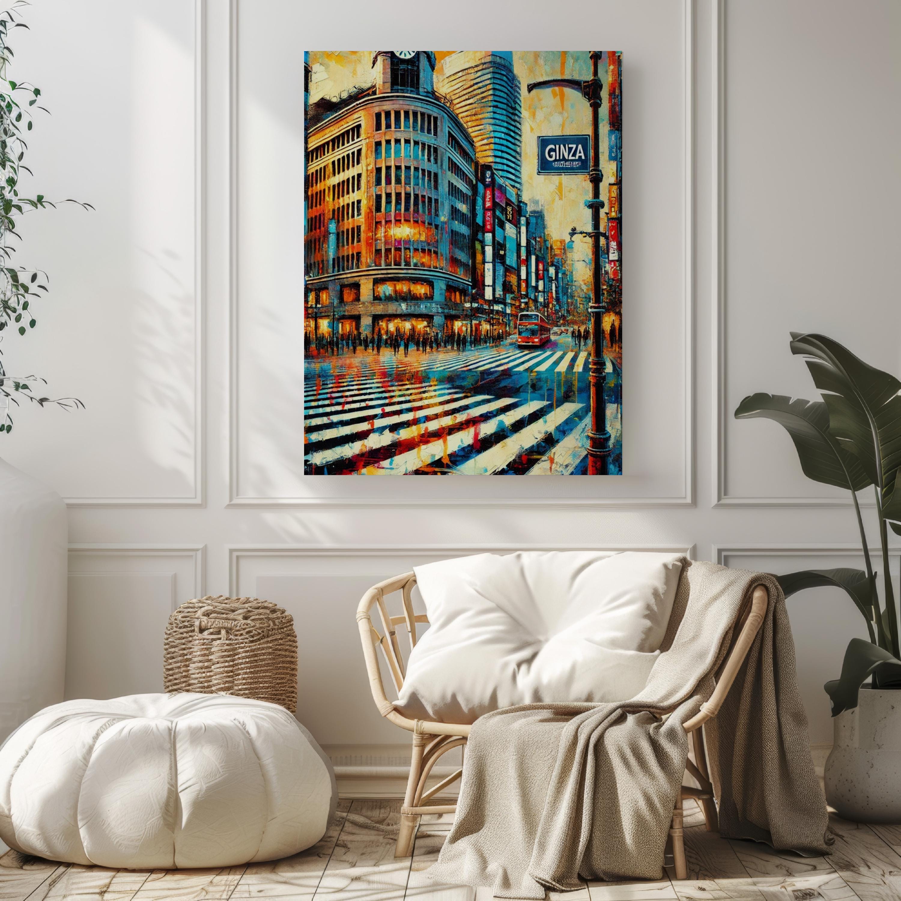 Ginza Street Wall Art Tokyo Print, Japan Travel Poster, Housewarming Gift & Japanese Souvenir for Home Decor