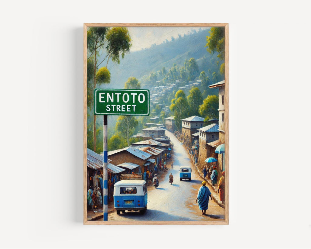 Addis Ababa Entoto Street Wall Art, Ethiopia Travel Poster, Cityscape Home Decor, Gift for Travelers, Fine Art Print on Museum-Grade Paper
