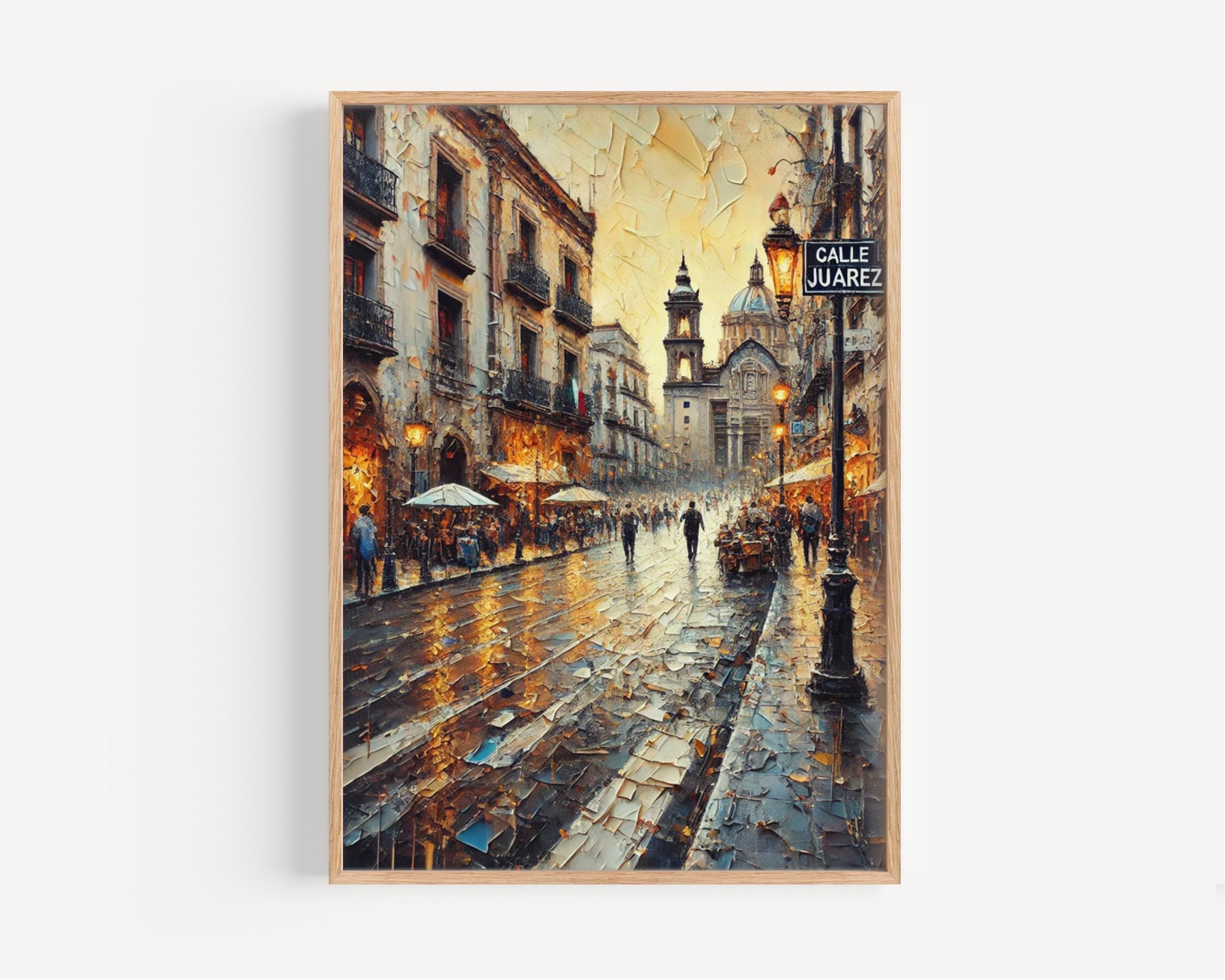 Guadalajara Calle Juarez Wall Art Print, Mexico Travel Poster, Housewarming Gift, Mexican Artwork, Travel Decor, Mexico Cityscape