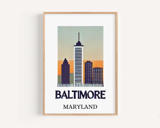 Baltimore Print Maryland Wall Art Travel Decor Housewarming Gift College Dorm MD Artwork Baltimore City Home Poster