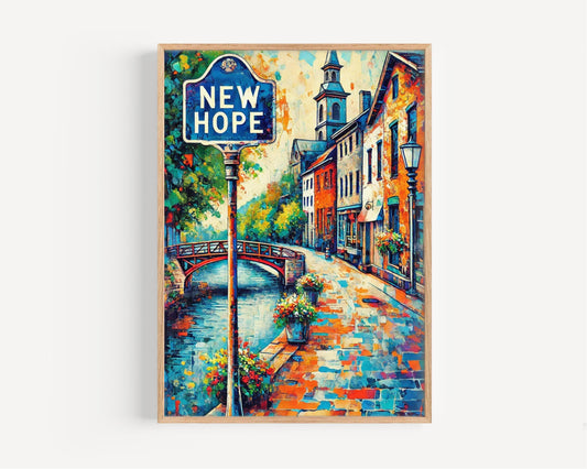 Pennsylvania New Hope Wall Art Print - Travel Poster, USA Decor, Housewarming Gift, Pennsylvania Travel Map, Penn Decor, Pennsylvania Gift