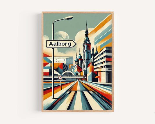 Aalborg Art Print Denmark City Wall Art Travel Poster Housewarming Gift Scandinavian European Decor