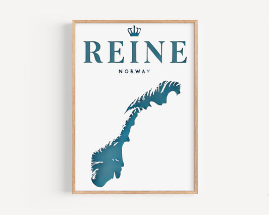 Norway Reine Wall Art Print - Scenic Travel Poster, Norwegian Home Decor, Housewarming Gift, Minimalist Scandinavian Artwork