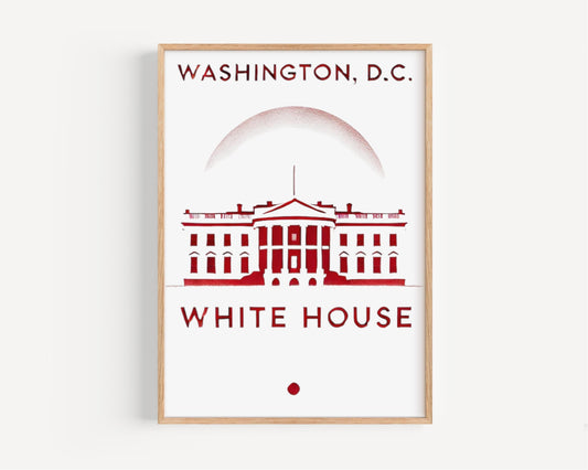 White House Wall Art Print, Washington DC Travel Decor, USA Gift, Housewarming & College Dorm Room Artwork