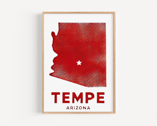 Tempe Wall Art Print – Arizona Travel Decor, AZ Gift Idea, College Dorm & Housewarming Art, Modern Home Decoration