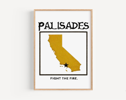 Palisades Fire Wall Art Print - California Travel Decor, CA Gift, Housewarming & College Wall Art, Palisades Landscape Poster