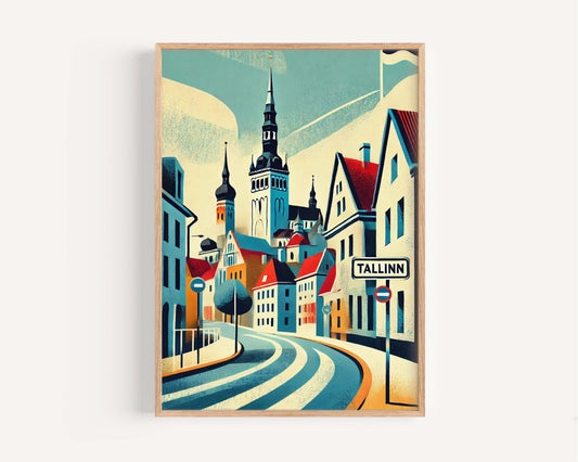 Tallinn Art Print, Estonia Travel Poster, European City Wall Art, Housewarming Gift, Tallinn Decor, Vintage Style Estonia Souvenir