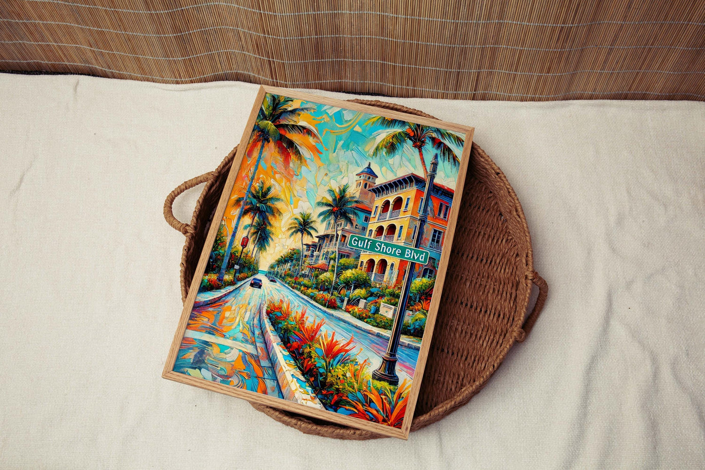 Gulf Shore Boulevard Wall Art - Naples Florida Print, Travel Poster, Coastal Home Decor, Housewarming & Florida Gift