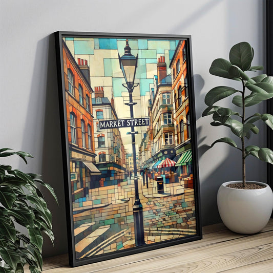 Manchester Market St Wall Art Print - Travel Poster & England Decor, Housewarming Gift, Manchester City Map Art, UK Travel Wall Decor
