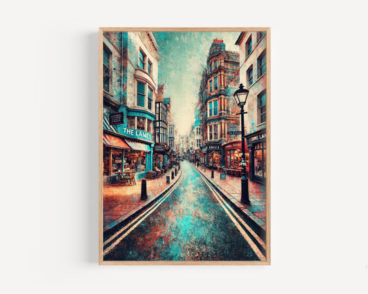 The Lanes Wall Art Print - Brighton Travel Poster, UK Gift, Housewarming Decor, Coastal Town Illustration, Unique UK Art