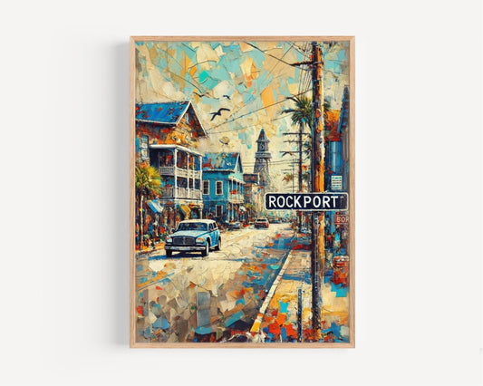 Print Rockport Wall Art Texas Travel Poster American Decor Gift Housewarming American Art Beach Scene