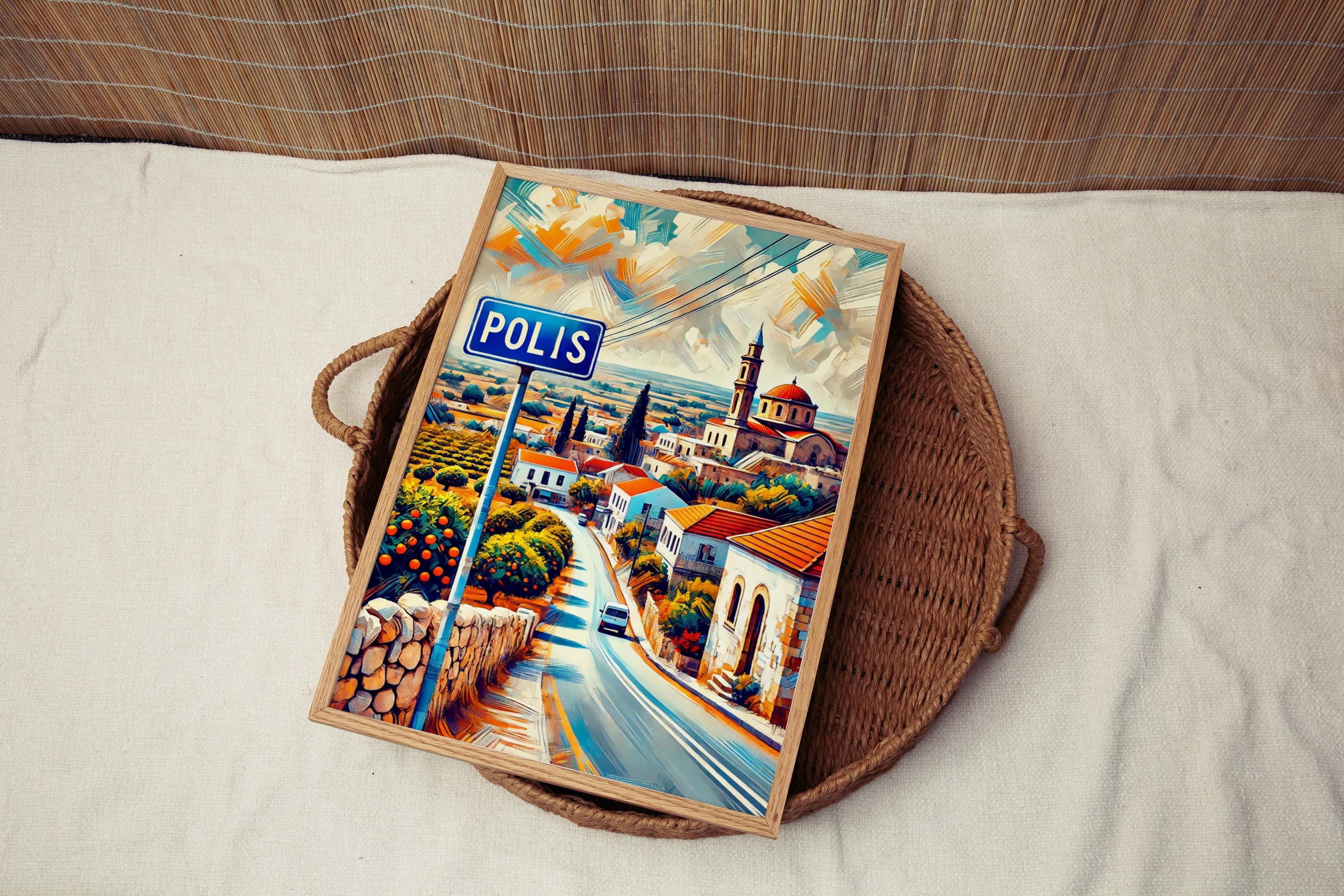Polis Art Cyprus Wall Art Print Travel Poster European City Gift Housewarming Decor