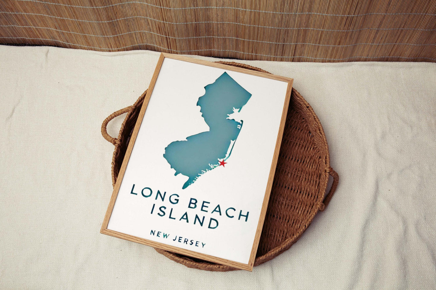 Long Beach Island Wall Art Print - New Jersey Coastal Decor, NJ Gift, Travel Poster, Housewarming & College Room Decoration