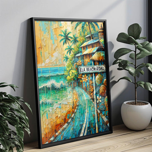 Port Moresby Ela Beach Road Wall Art, Papua New Guinea Travel Poster, Beach Scene Street Sign Decor, Tropical Oceanfront Home Gift