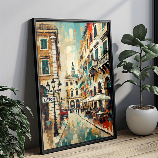 Greece Liston Street Wall Art Print, Corfu Travel Poster, Housewarming Gift, Greece Home Decor, Mediterranean Vacation Artwork