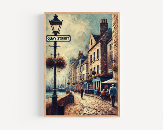 Quay Street Wall Art Galway Print Ireland Travel Poster City Gift Home Decor Souvenir, Personalized Gift Ireland Wall Art, Galway Street