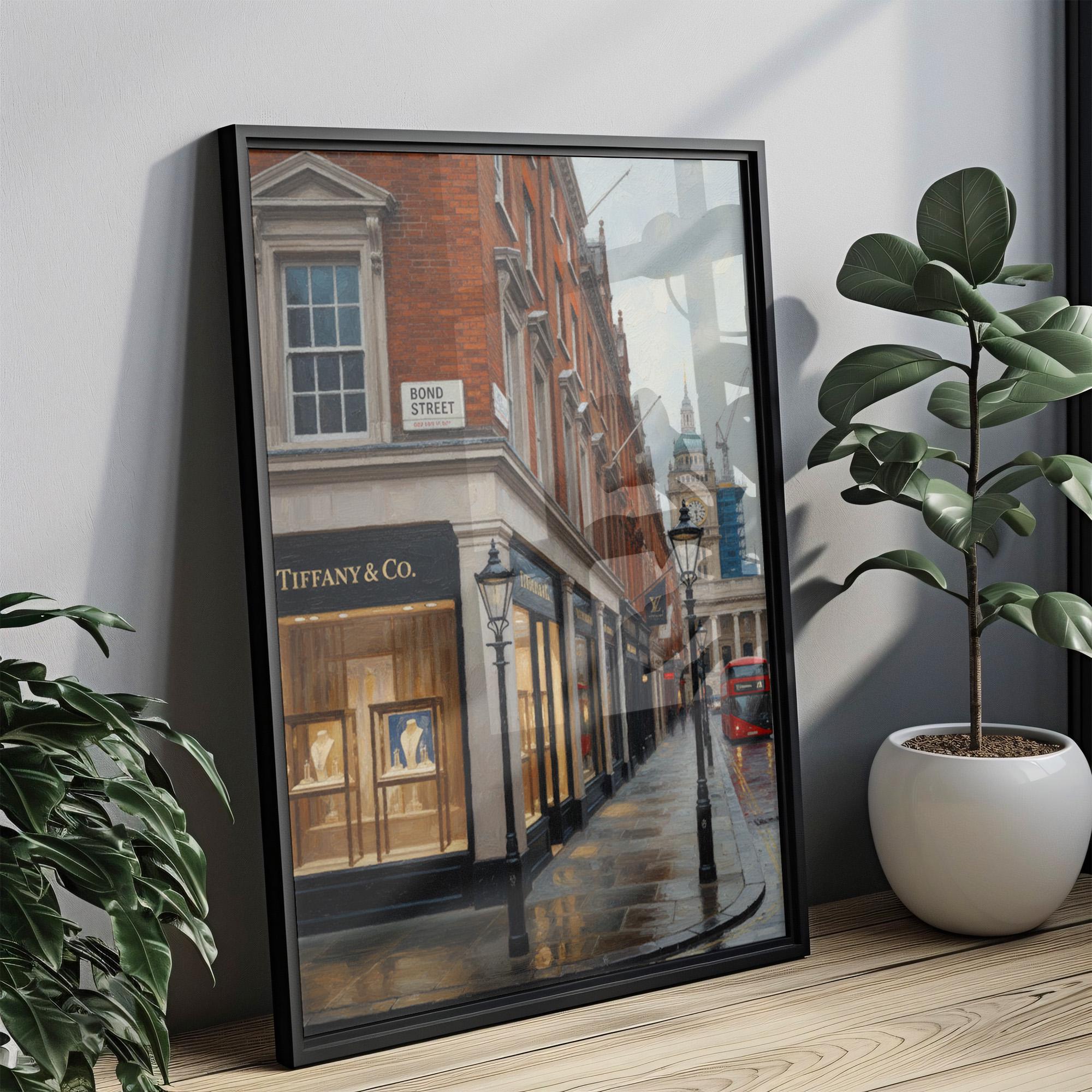Bond Street Oil Painting Art Print: London Luxury Shopping District Travel Poster