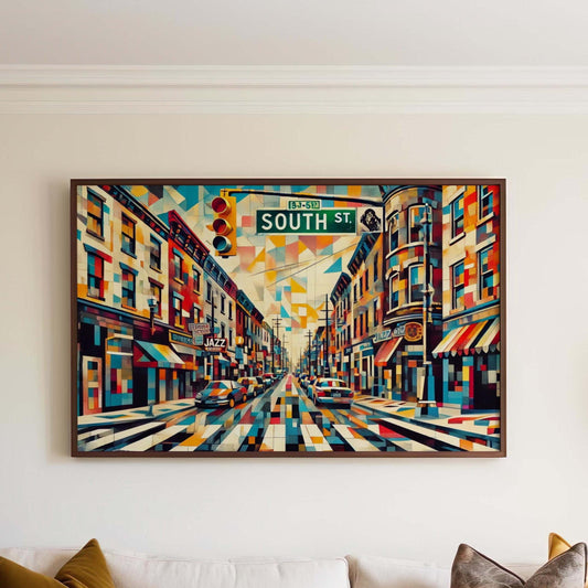 South St Print Philadelphia Wall Art, Travel Poster, Pennsylvania Gift, South Street Map, Housewarming Decor, Cityscape Art, Travel Print