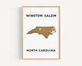 Winston Salem Print Wall Art North Carolina Travel Map NC Gift Home Decor Housewarming College Room Decor