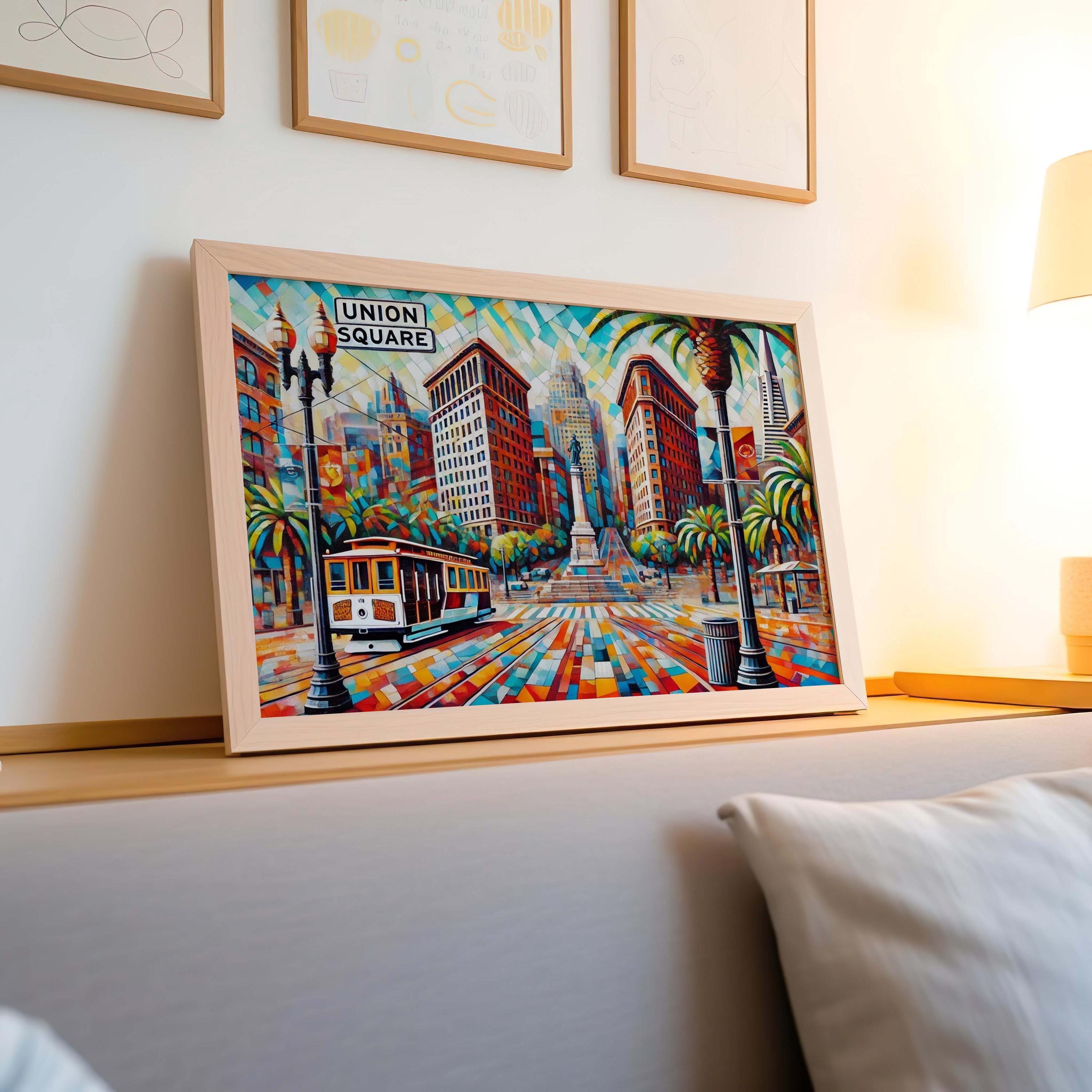 Union Square Wall Art Print - San Francisco Travel Poster, Cali Gift, Housewarming Decor, Modern Cityscape Illustration
