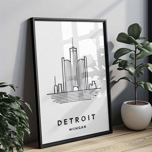 Detroit Print Wall Art - Michigan Travel Decor, Housewarming Gift, College Dorm Room, Detroit City Map, MI Artwork, Unique Michigan Gift