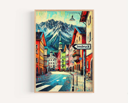 Innsbruck Art Print - Vintage Austrian Travel Poster, European Wall Art, Housewarming Gift, Innsbruck Decor, Austria Travel Print