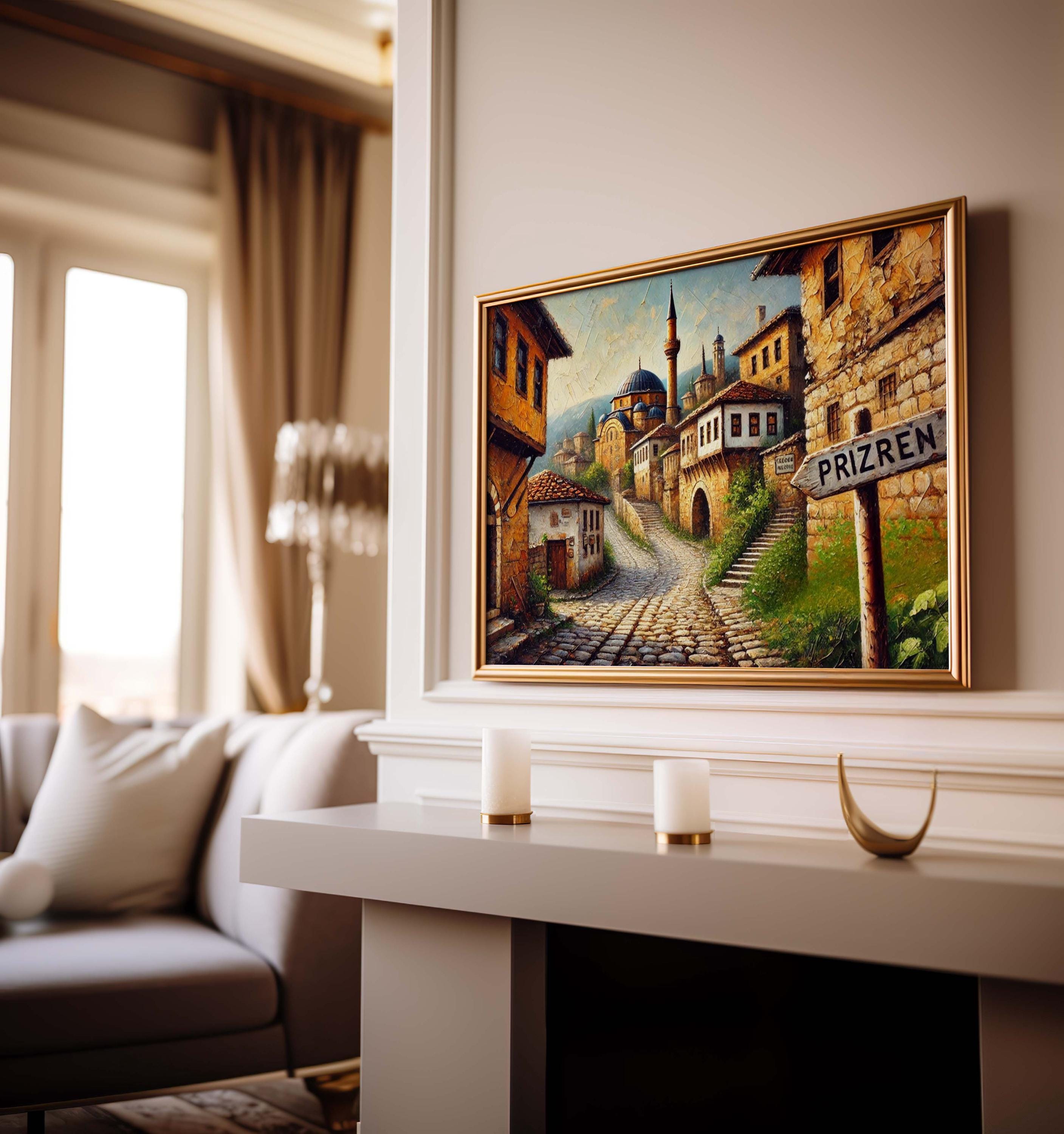 Prizren Art Print - Kosovo City Travel Poster, European Wall Art, Housewarming Gift, Prizren Map Artwork, Unique Kosovo Decor