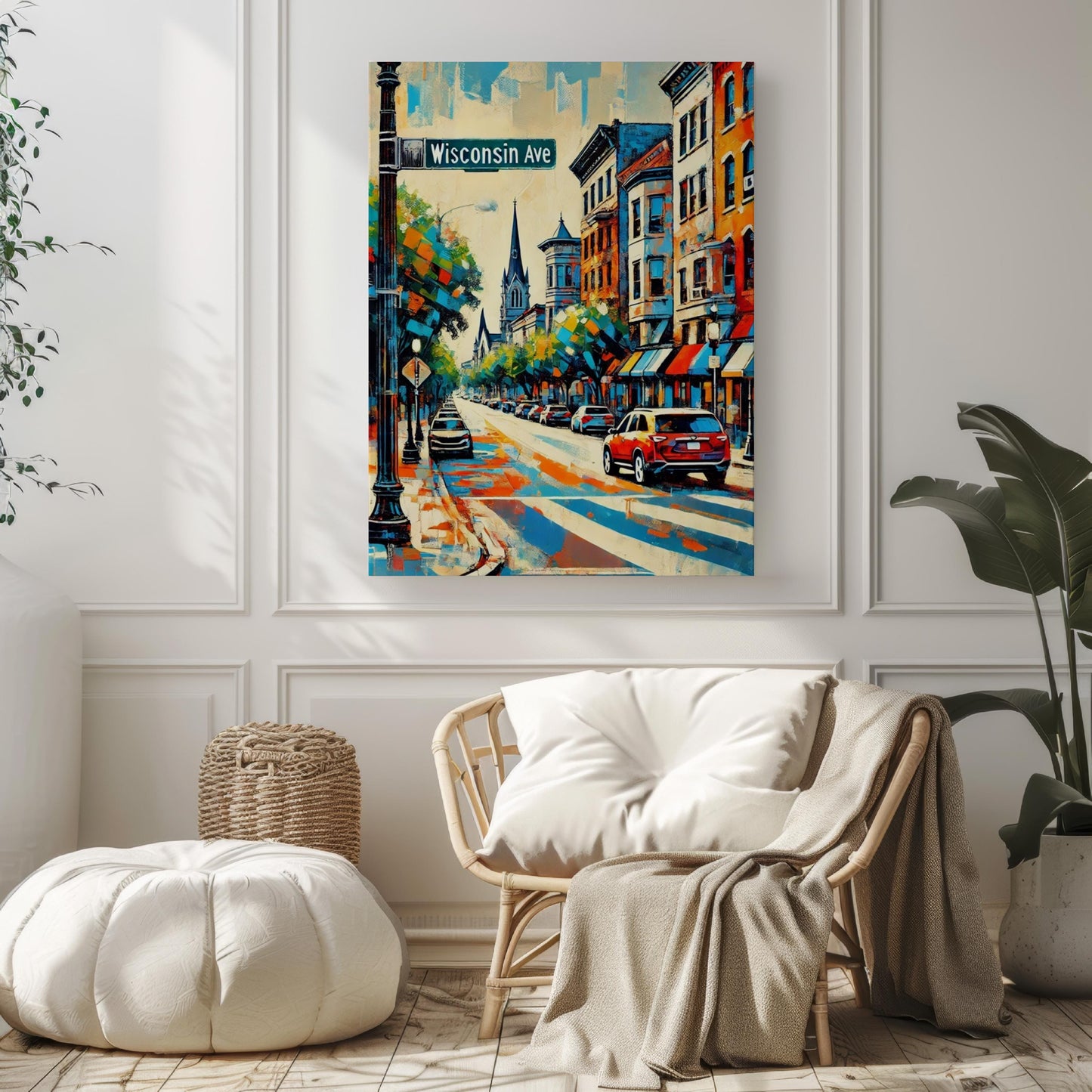 Wall Art Wisconsin Ave Washington DC Print, USA Travel Poster, Housewarming Gift, Cityscape Wall Decor