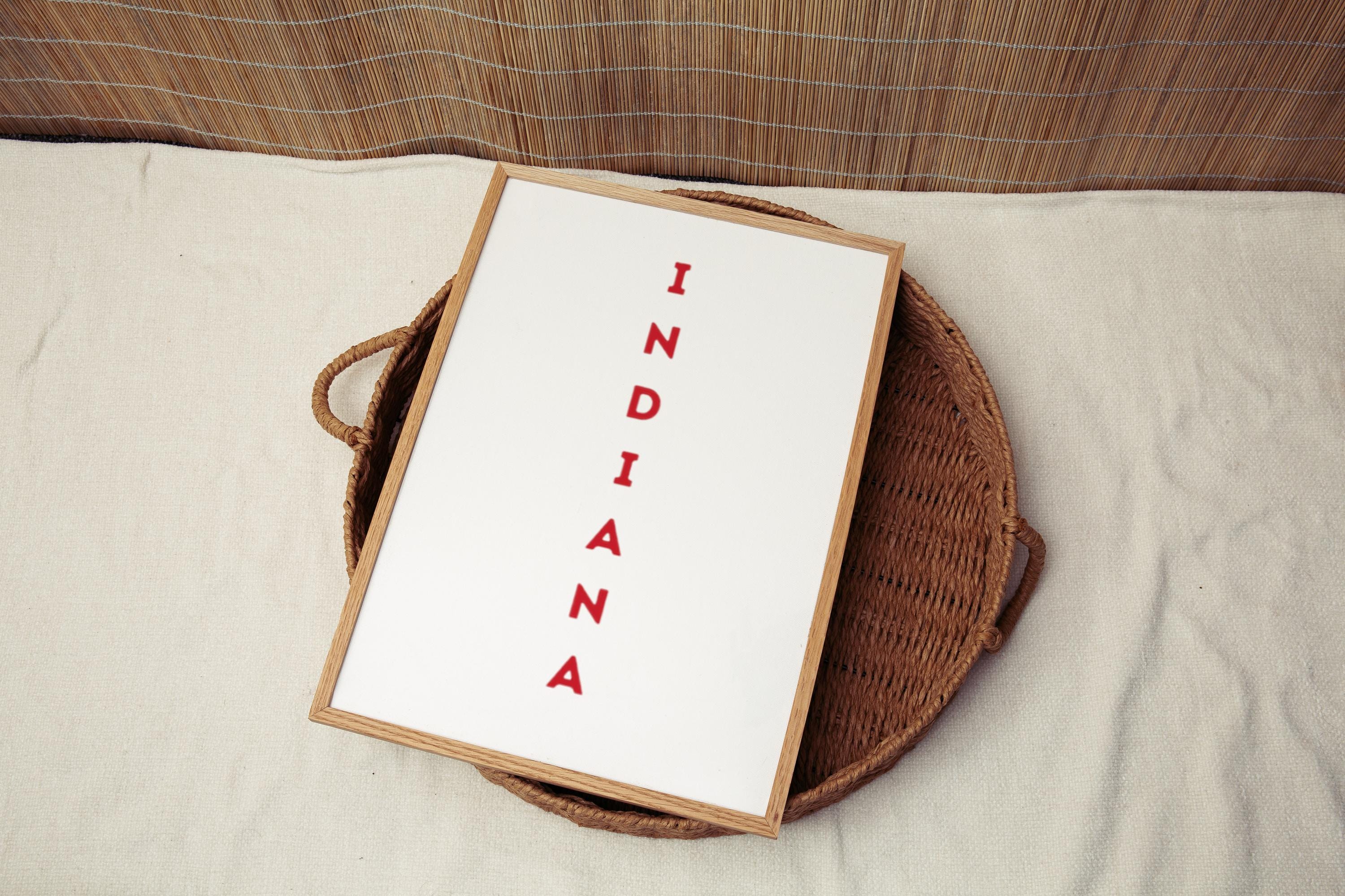 College Art Indiana Wall Print - Travel Dorm Decor, Housewarming Gift, Map Artwork for College Room & Home Wall Decor