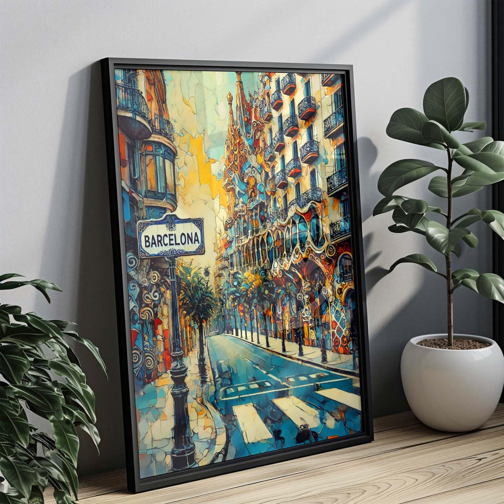 Barcelona Art Modern Cityscape Print - Spain Travel Poster, Wall Decor, European Gift for Home, Office & Housewarming Present