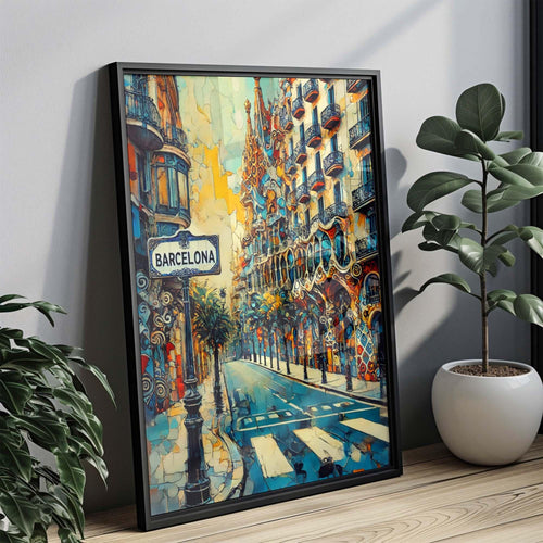 Barcelona Cityscape Print Modern - Barcelona, Spain