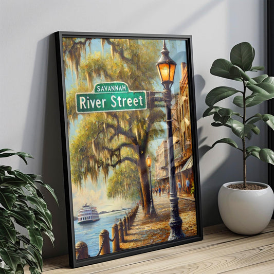River Street Wall Art Savannah Print Georgia Art Travel Poster Personalized City Gift Souvenir