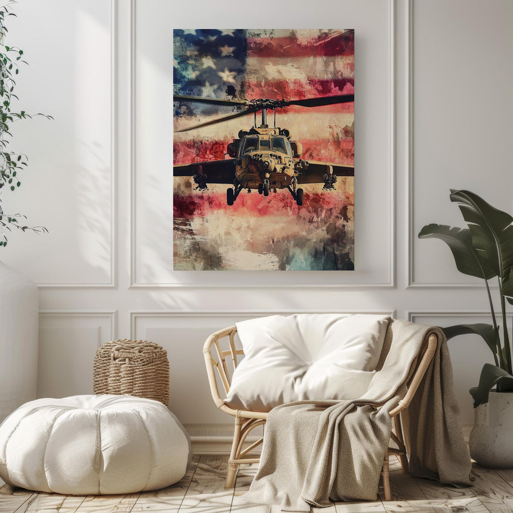 Army Helicopter Wall Art Vintage - USA