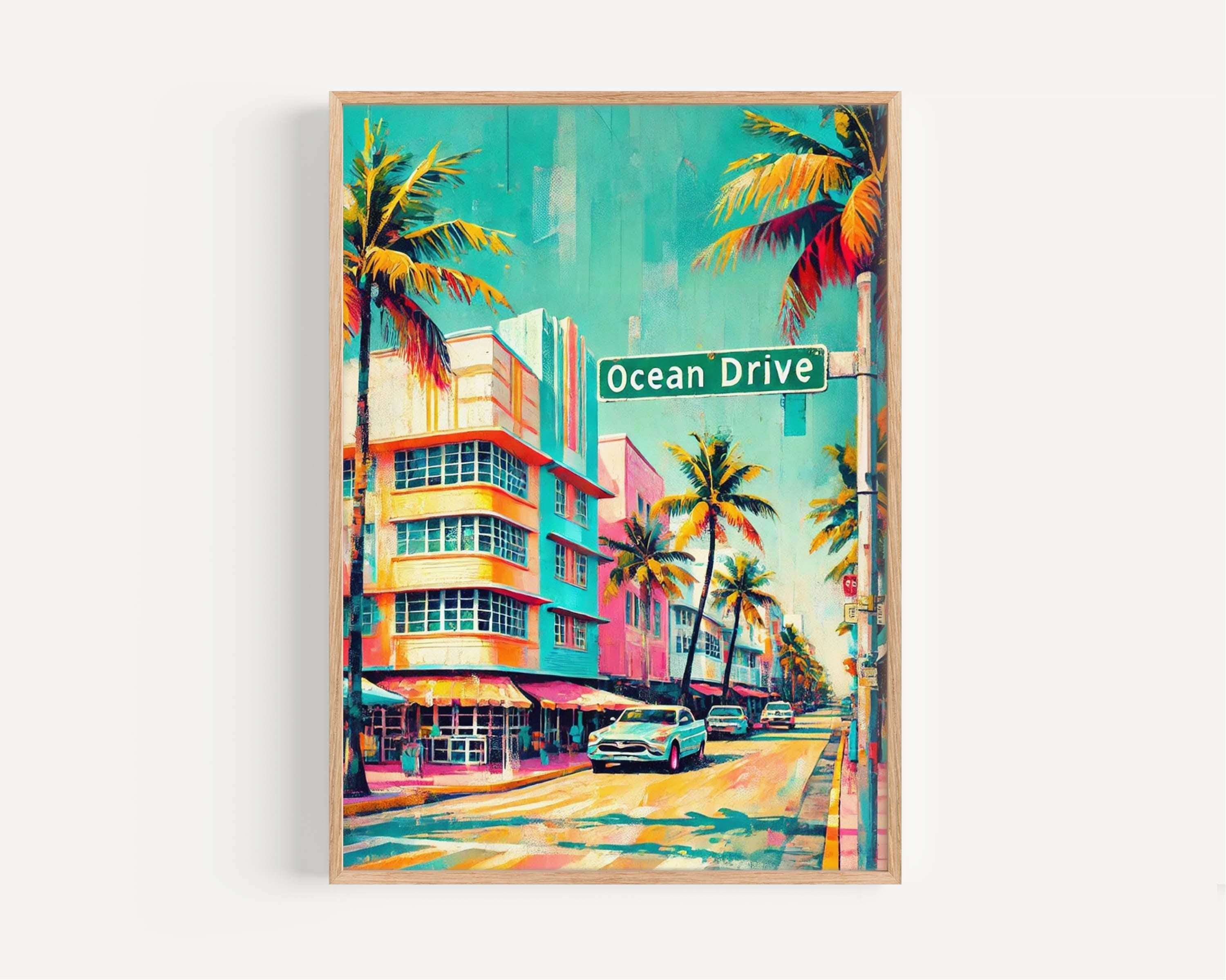Ocean Drive Print Coastal - Miami Beach, Florida, USA