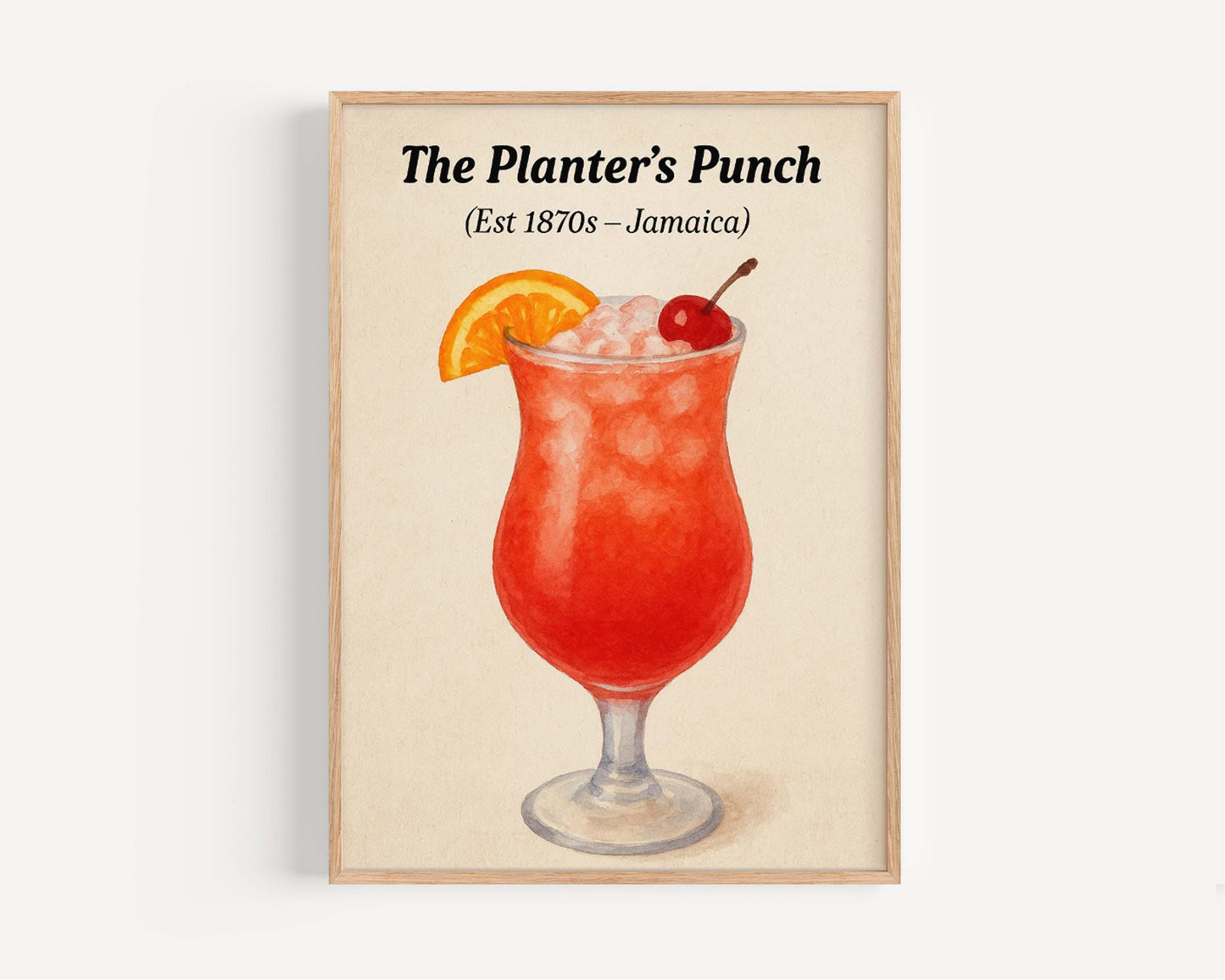 Planter's Punch Cocktail Print: Vintage Caribbean Drink Illustration
