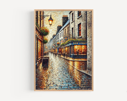 Ireland Wall Art Shop Street Print - Galway Travel Poster, Ireland Gift, Housewarming & Home Decor Artwork