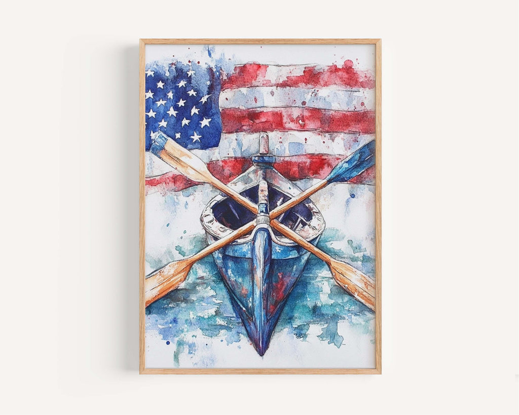 Boat Illustration Wall Art Patriotic - USA