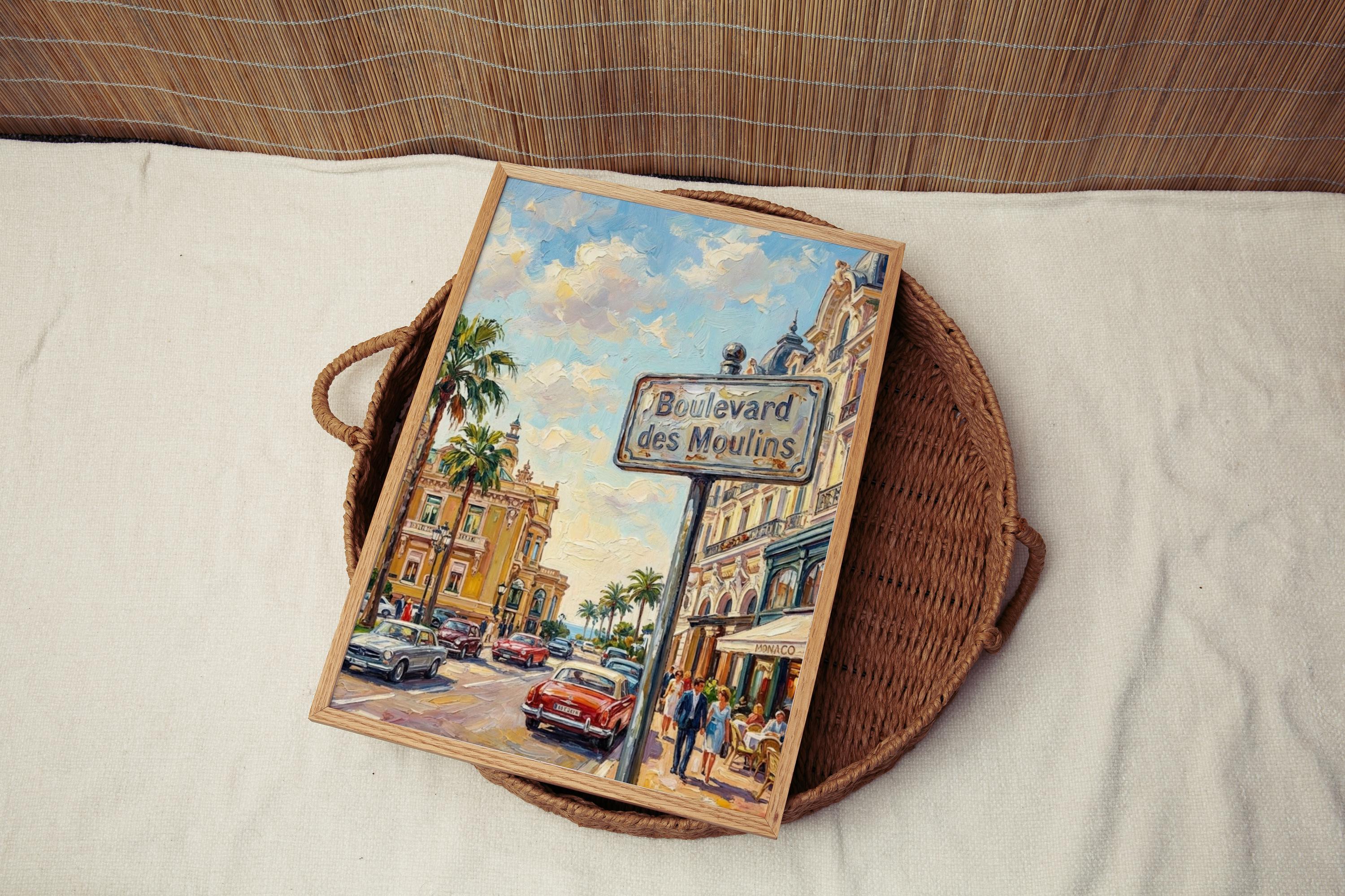 Boulevard des Moulins Wall Art Print: Monte Carlo Monaco Travel Poster