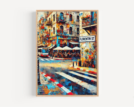 Tel Aviv Florentin Wall Art Print - Tel Aviv Street Poster, Travel Gift & Housewarming Decor, Israel Cityscape Artwork