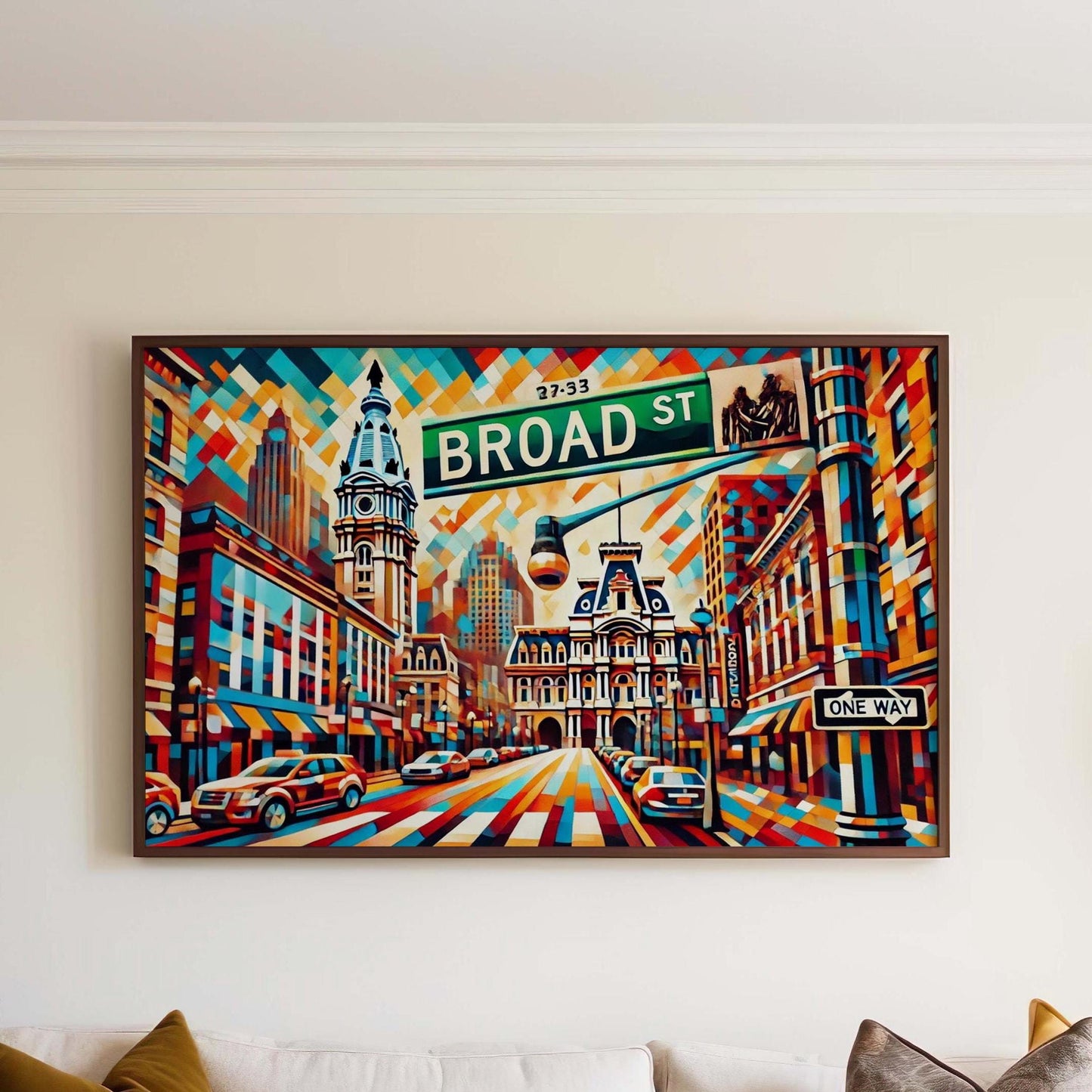 Philadelphia Art Broad Street Print, Philly Travel Poster, Pennsylvania Wall Art, Housewarming Gift, PA Cityscape Artwork, Broad St Decor