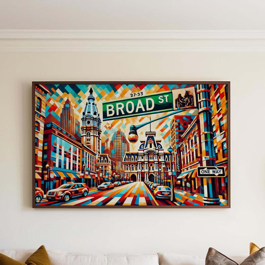 Philadelphia Art Broad Street Print, Philly Travel Poster, Pennsylvania Wall Art, Housewarming Gift, PA Cityscape Artwork, Broad St Decor
