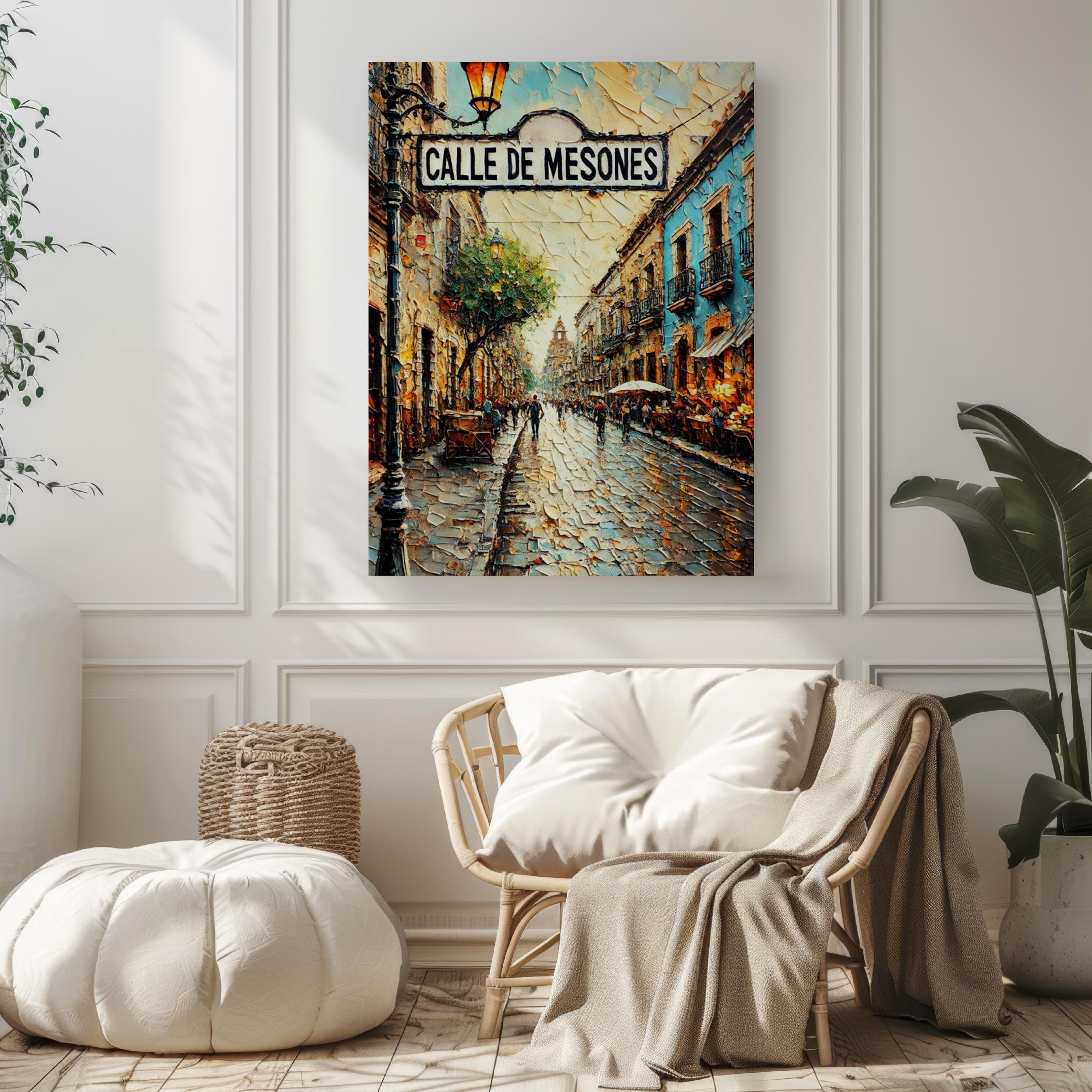 Mexico Calle de Mesones Wall Art Print - Colorful Mexico City Travel Poster, Unique Housewarming Decor & Mexico Gift Illustration