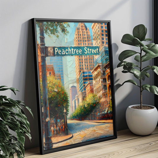 Atlanta Peachtree St Wall Art Print – Travel Poster, Georgia Decor, Housewarming Gift, Modern Atlanta City Art, Urban Travel Print