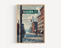 Niagara Street Vintage Print - Buffalo, New York, USA