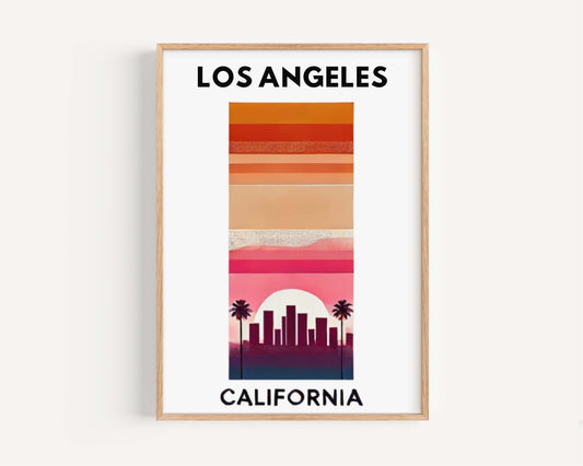 Los Angeles Print, California Wall Art, Travel Home Decor, Housewarming & College Gift, Modern LA Cityscape Poster