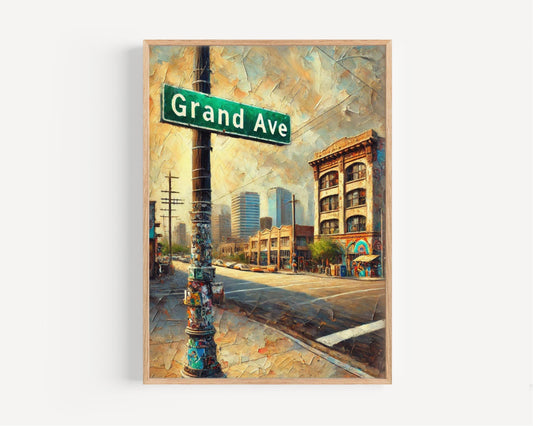 Grand Ave Wall Art, Phoenix Street Sign Prints, Arizona Travel Poster, Cityscape Decor, Vintage Urban Art, Housewarming Gift, Modern Decor