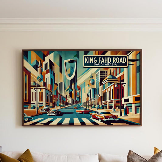 King Fahd Road Print - Riyadh Travel Poster Wall Art, Saudi Arabia Souvenir, Housewarming & Gift Decor