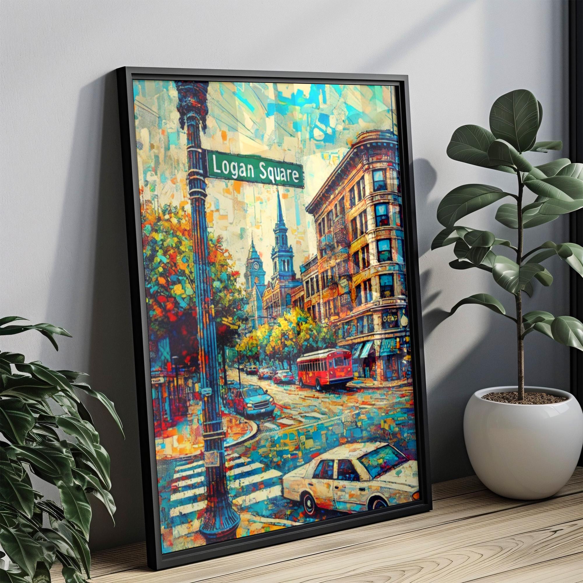 Logan Square Travel Print - Chicago, Illinois, USA