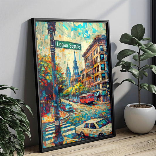 Logan Square Wall Art Chicago Print Travel Poster, American Art Decor, Housewarming Gift, Chicago Gift, Logan Square Travel Print